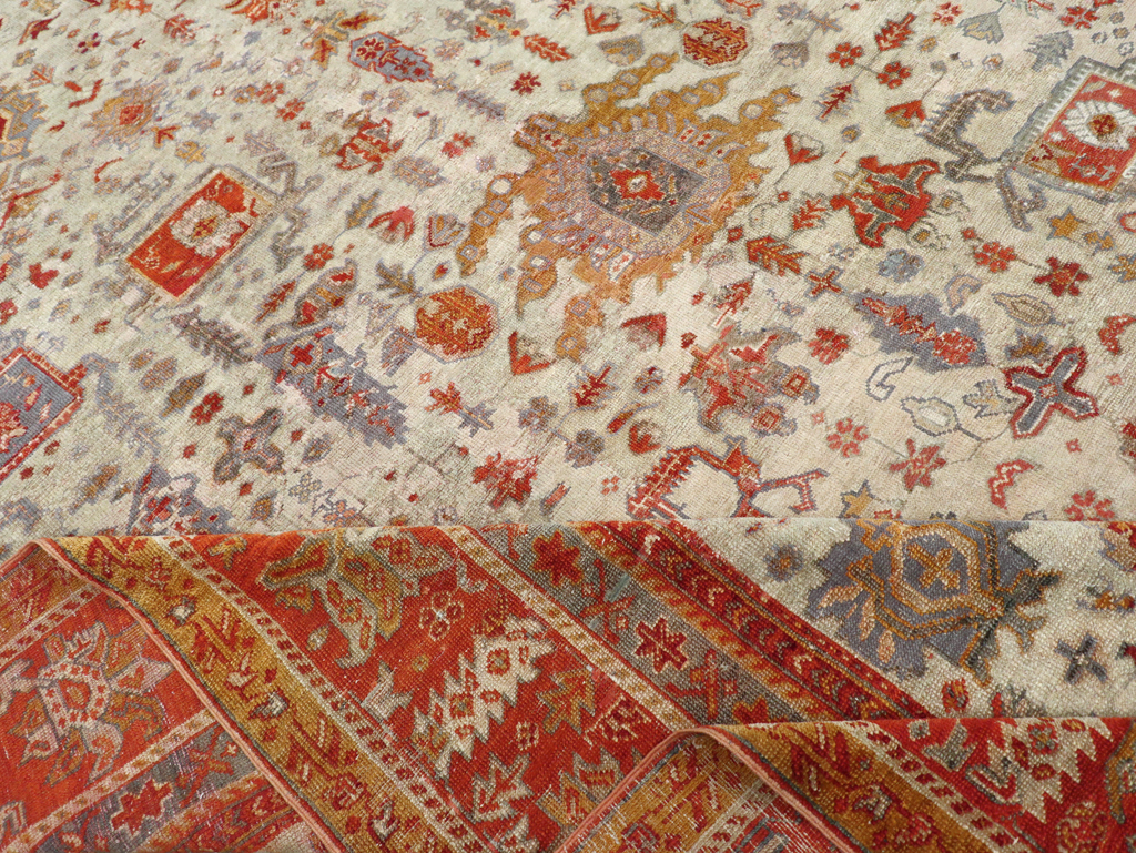 Antique Turkish Oushak Room Size Carpet, No.27254 - Gss
