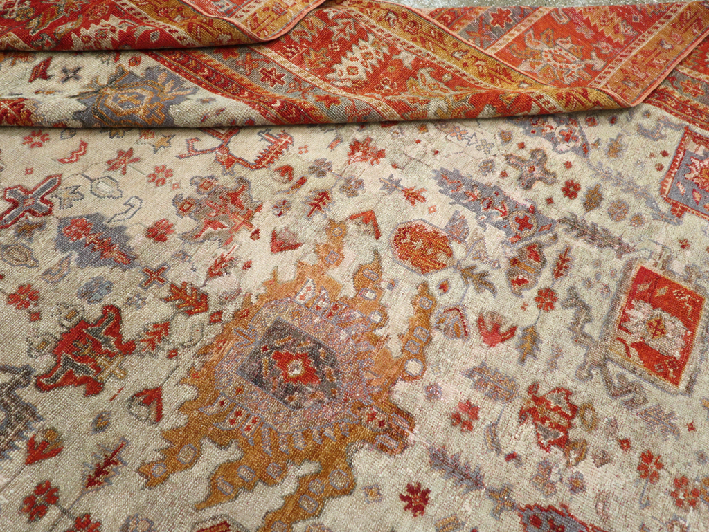 Antique Turkish Oushak Room Size Carpet, No.27254 - Gss