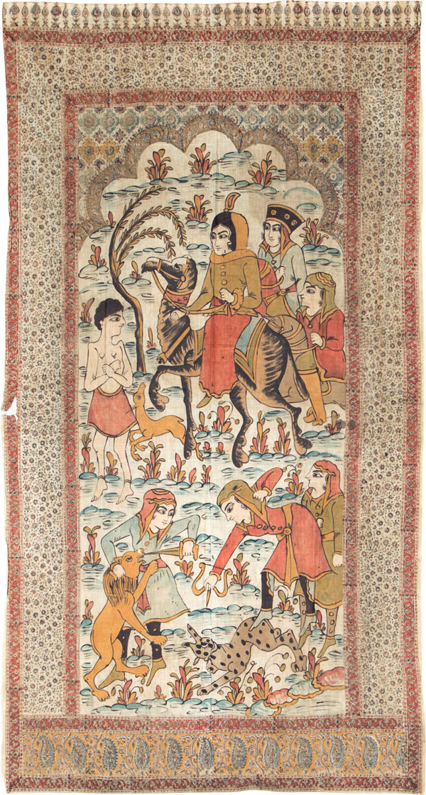 Vintage Persian Isfahan Ghalamkari Textile, No.27284 - Gss