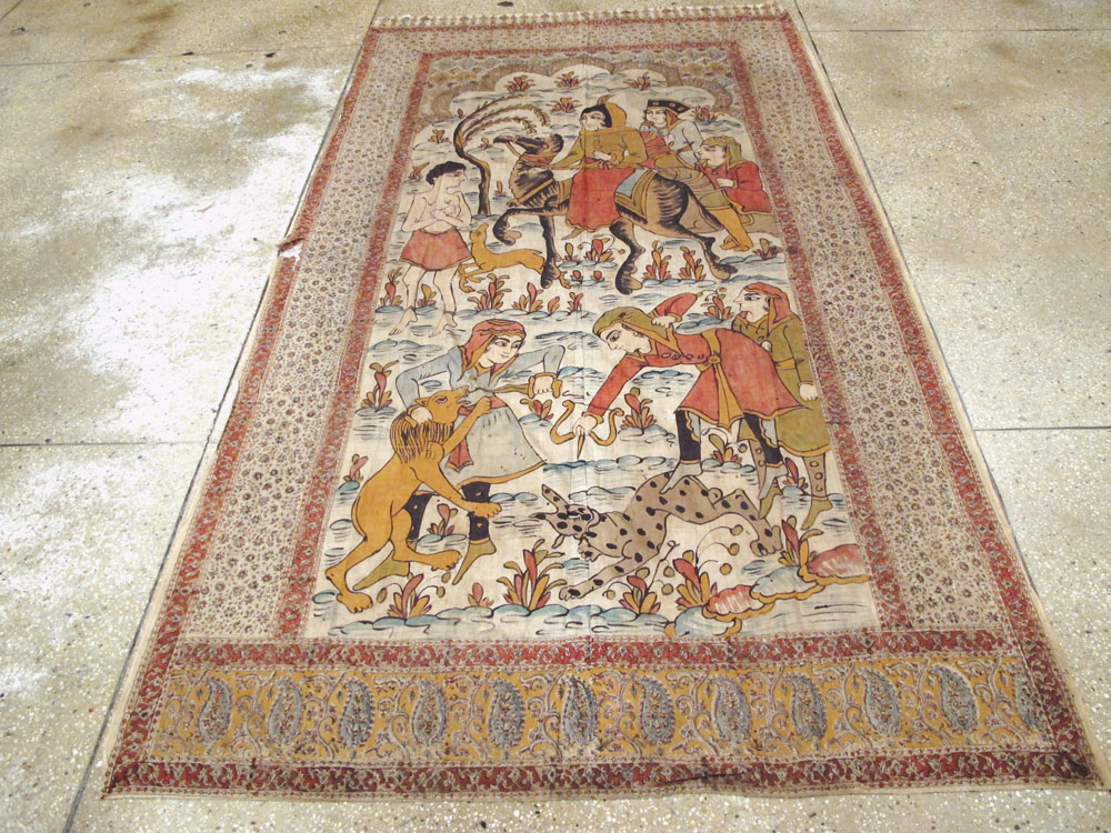 Vintage Persian Isfahan Ghalamkari Textile, No.27284 - Gss