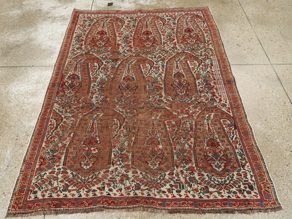 Distressed Antique Persian Afshar Accent Rug, No.27285 - Gss