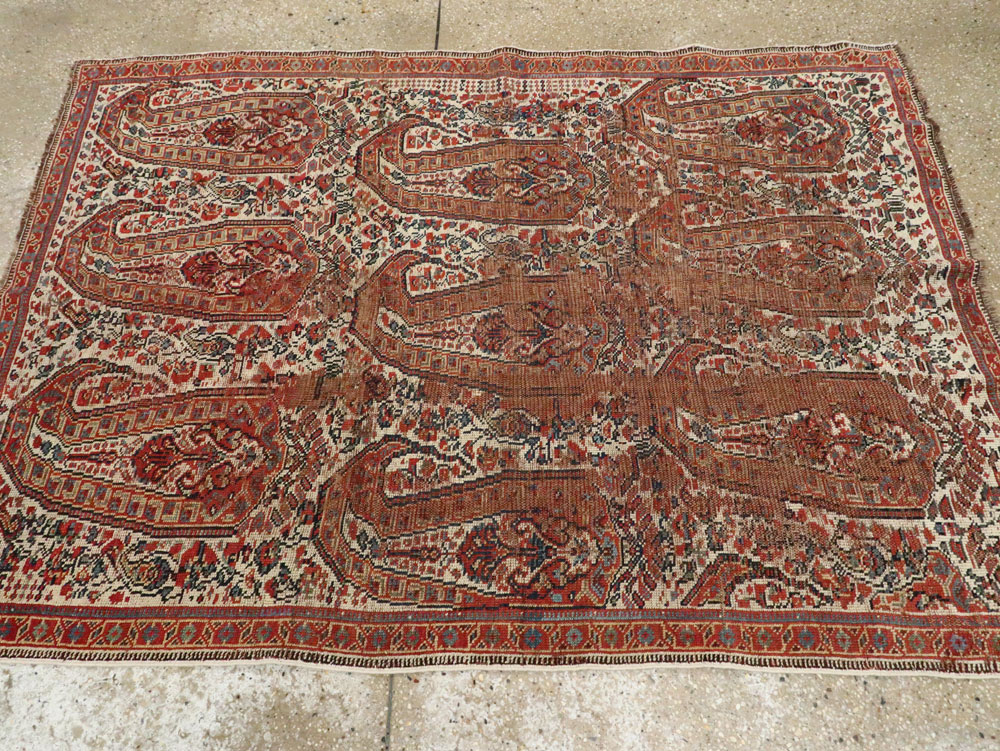 Distressed Antique Persian Afshar Accent Rug, No.27285 - Gss