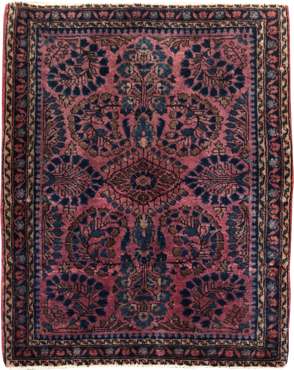 Vintage Persian Sarouk Throw Rug, No.27289 - Gss