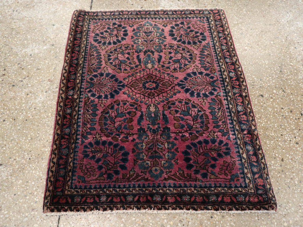 Vintage Persian Sarouk Throw Rug, No.27289 - Gss
