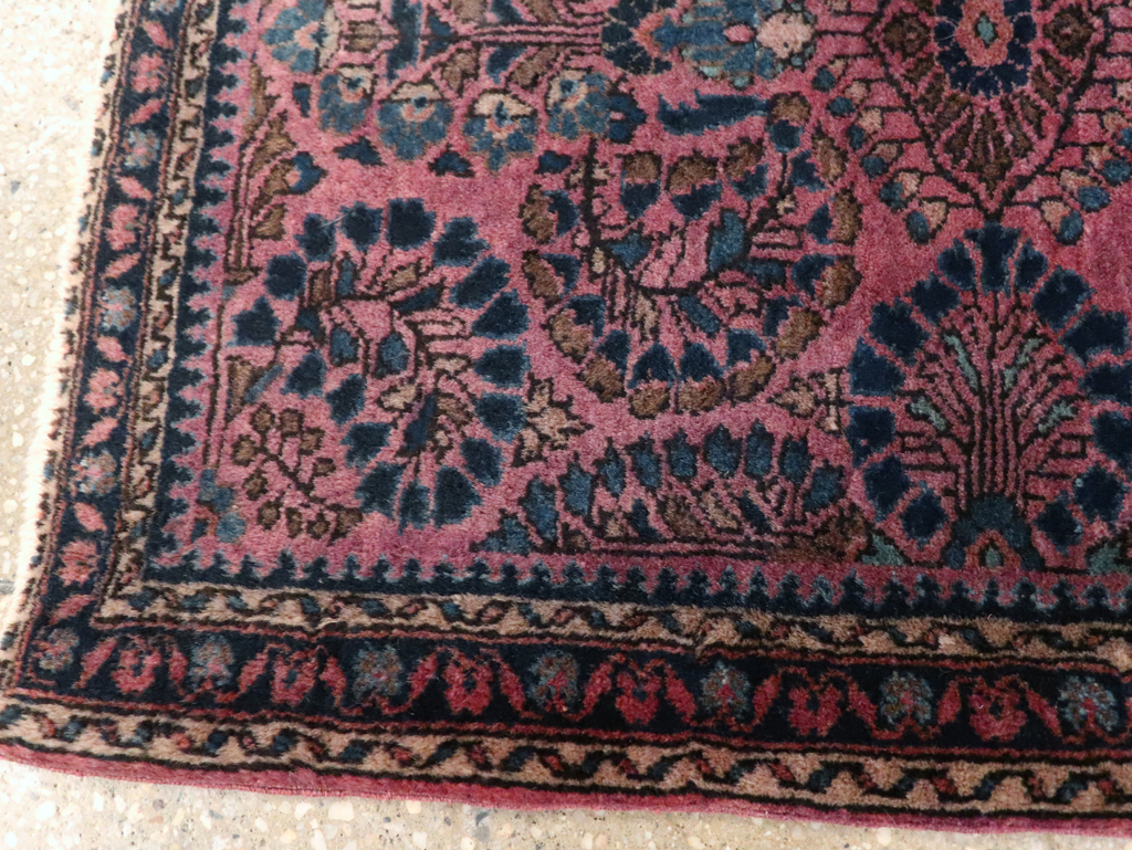 Vintage Persian Sarouk Throw Rug, No.27289 - Gss