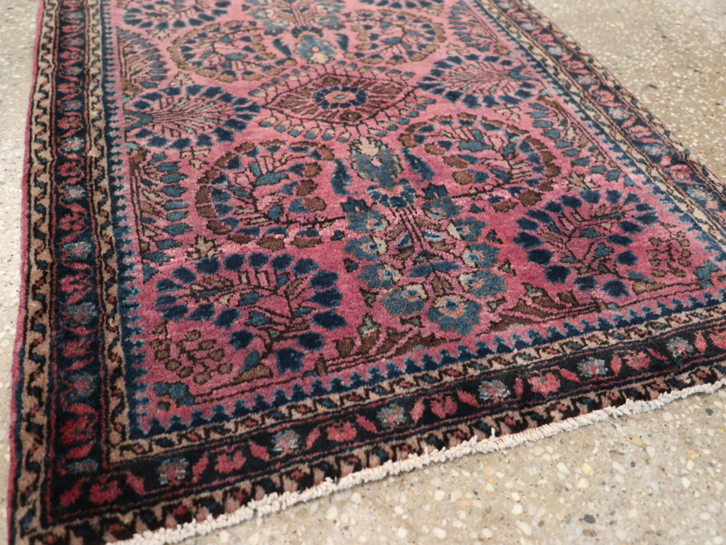 Vintage Persian Sarouk Throw Rug, No.27289 - Gss