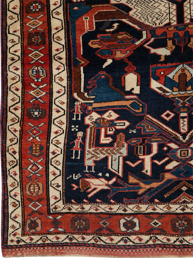 Antique Persian Kurd Pictorial Gallery Rug, No.27293 - Gss