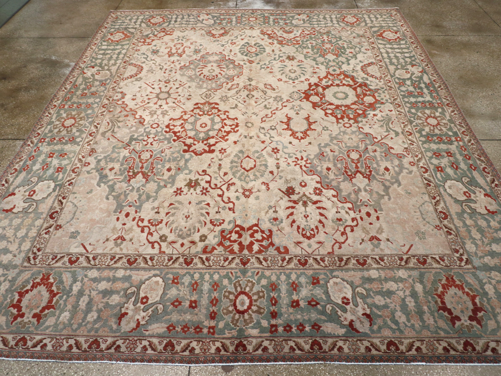 Vintage Persian Tabriz Room Size Carpet, No.27316 - Gss