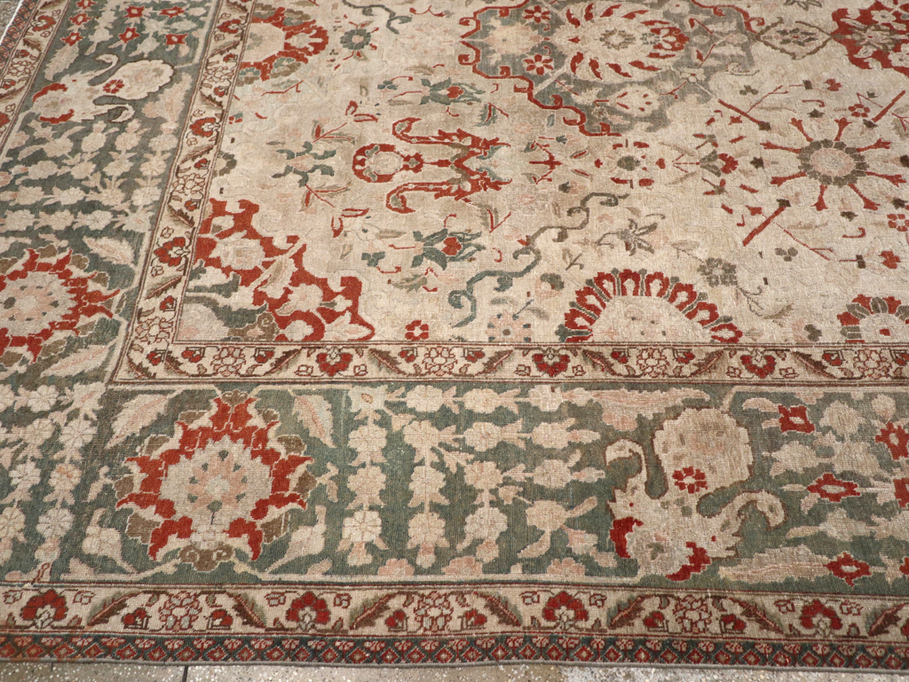 Vintage Persian Tabriz Room Size Carpet, No.27316 - Gss
