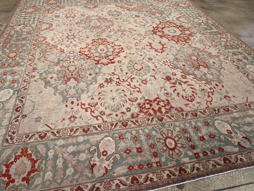 Vintage Persian Tabriz Room Size Carpet, No.27316 - Gss