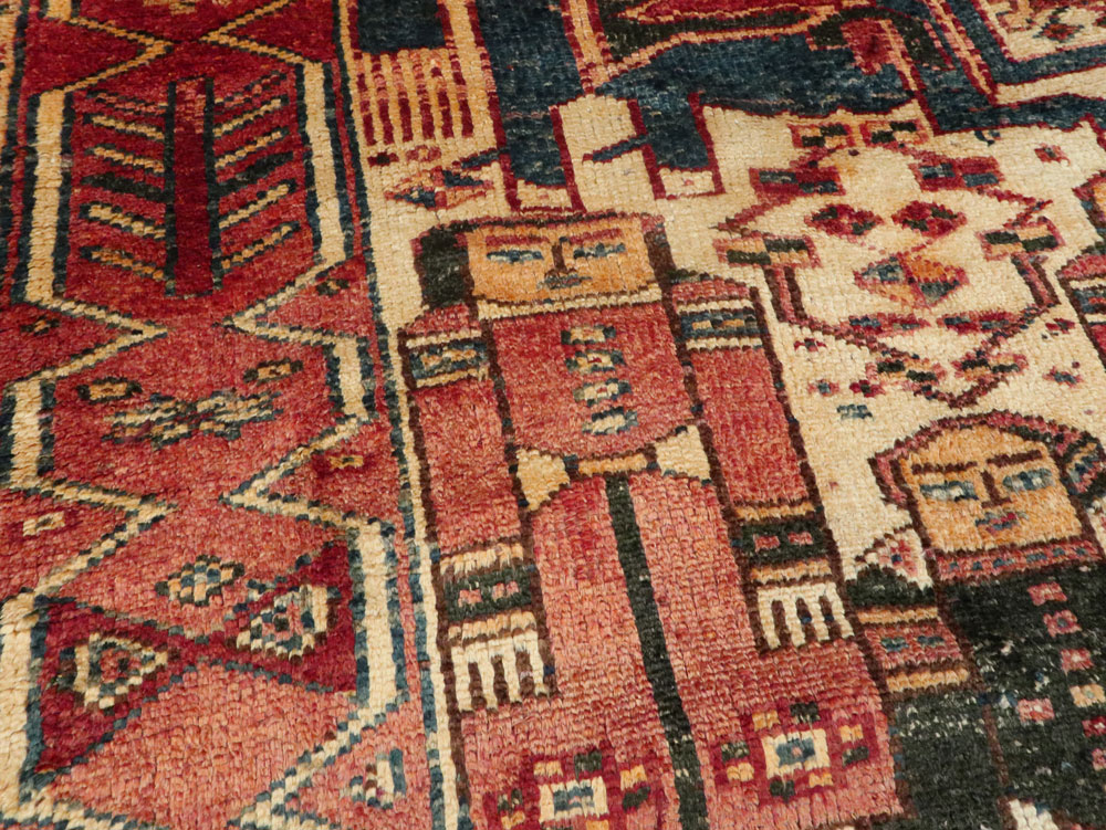 Vintage Persian Bakhtiari Pictorial Rug, No.27318 - Gss