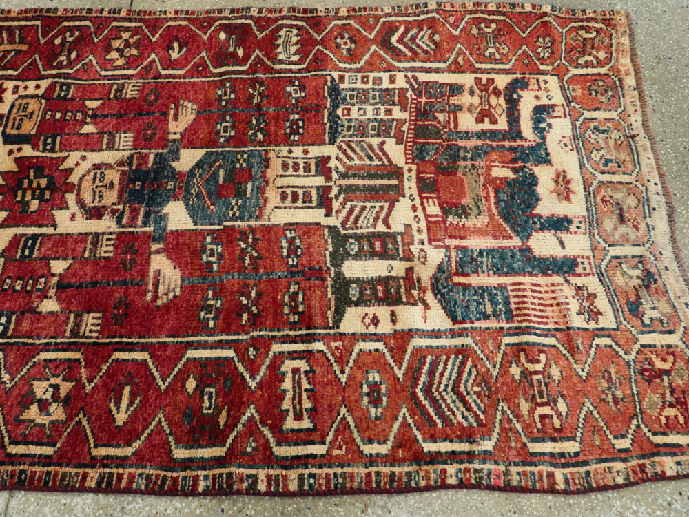 Vintage Persian Bakhtiari Pictorial Rug, No.27318 - Gss