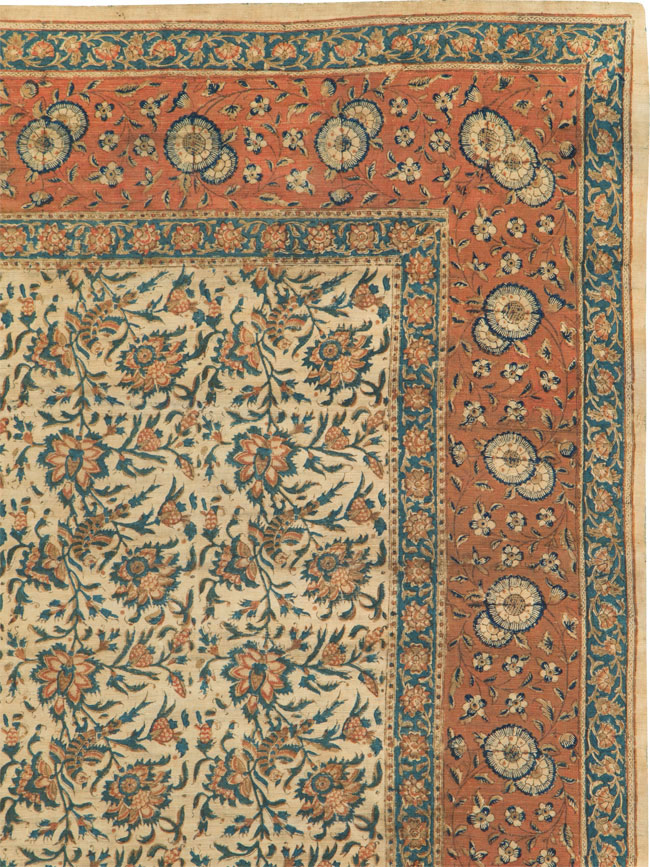 Vintage Persian Isfahan Ghalamkari Square Textile, No.27332 - Gss
