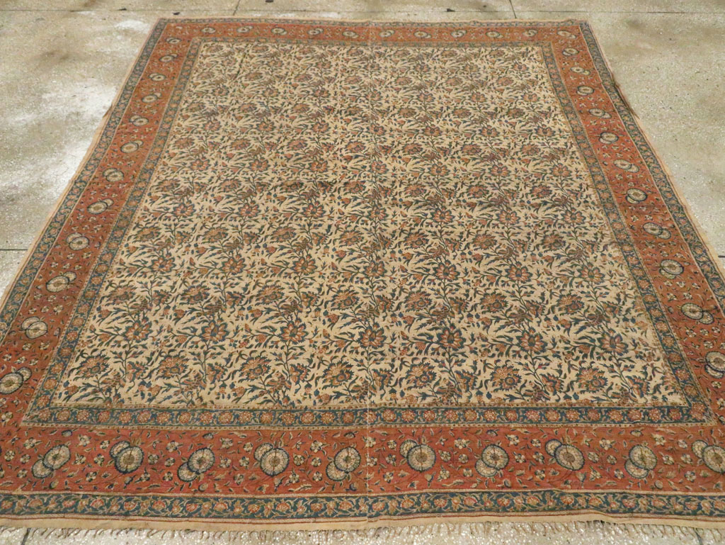 Vintage Persian Isfahan Ghalamkari Square Textile, No.27332 - Gss