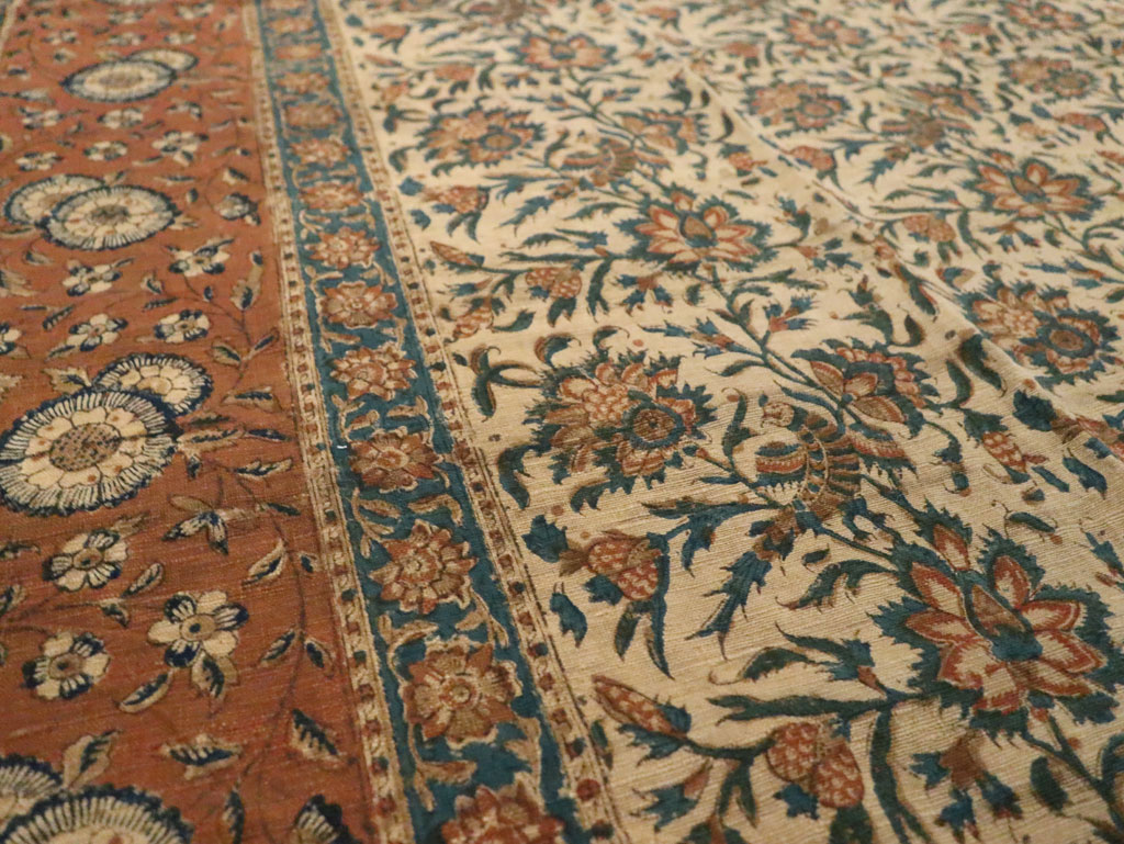 Vintage Persian Isfahan Ghalamkari Square Textile, No.27332 - Gss