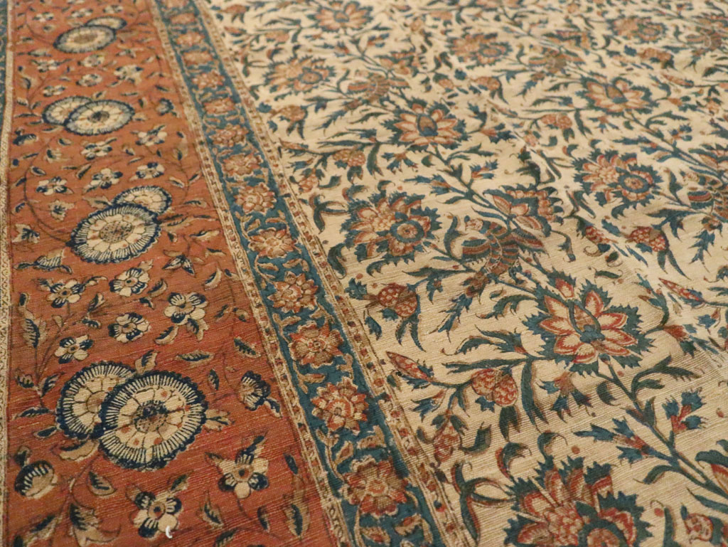 Vintage Persian Isfahan Ghalamkari Square Textile, No.27332 - Gss