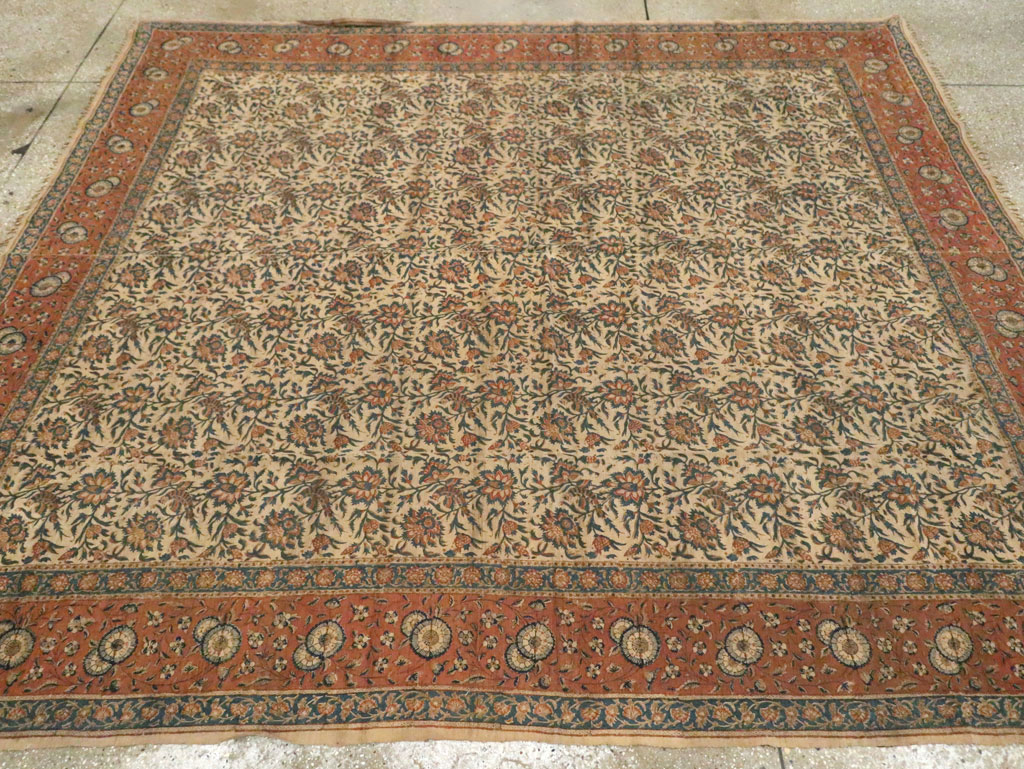 Vintage Persian Isfahan Ghalamkari Square Textile, No.27332 - Gss