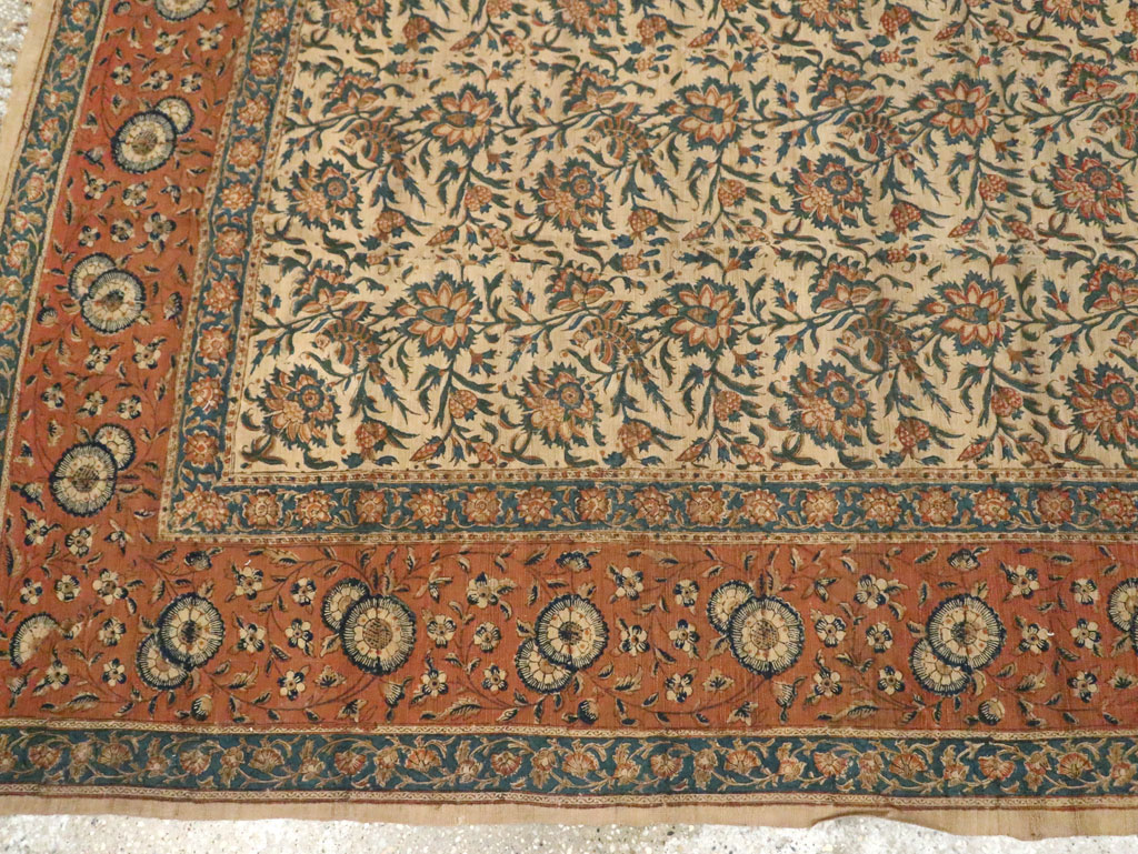 Vintage Persian Isfahan Ghalamkari Square Textile, No.27332 - Gss