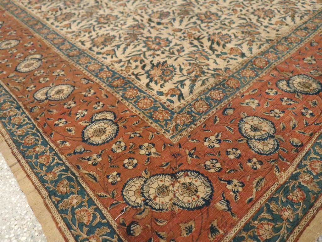Vintage Persian Isfahan Ghalamkari Square Textile, No.27332 - Gss