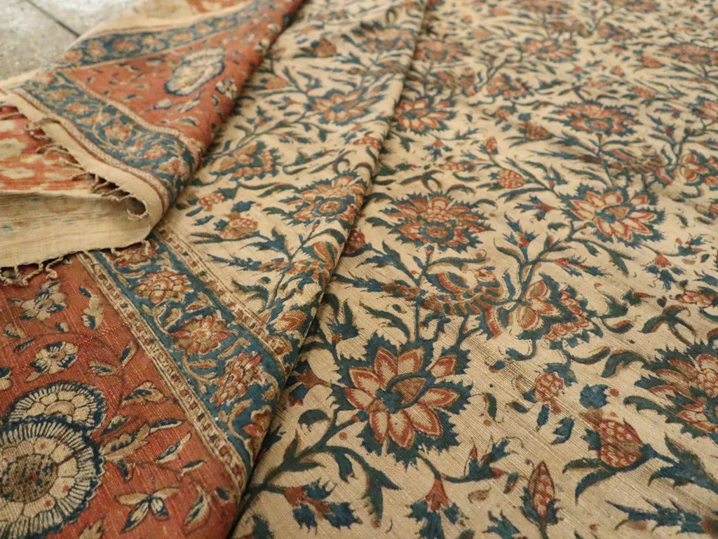 Vintage Persian Isfahan Ghalamkari Square Textile, No.27332 - Gss