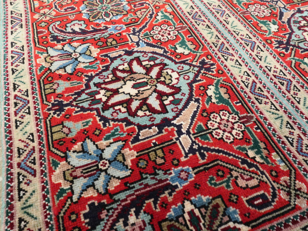 Vintage Persian Tabriz Throw Rug, No.27345 - Gss