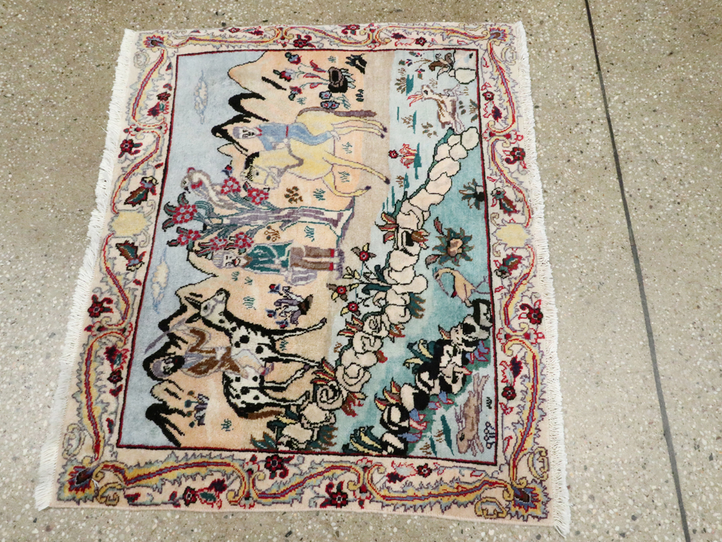 Vintage Persian Tabriz Pictorial Rug, No.27347 - Gss