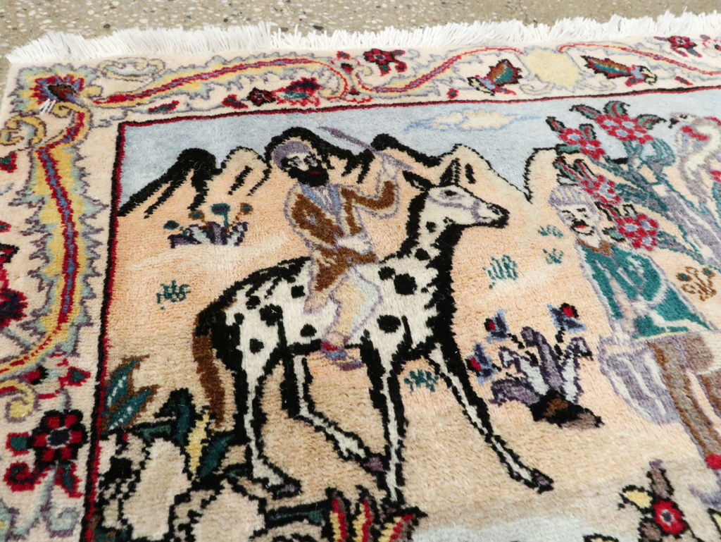 Vintage Persian Tabriz Pictorial Rug, No.27347 - Gss