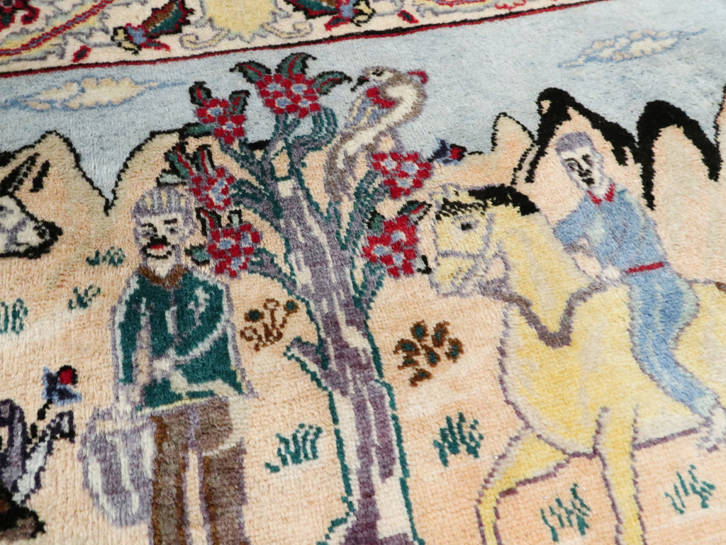 Vintage Persian Tabriz Pictorial Rug, No.27347 - Gss