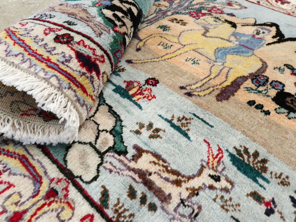 Vintage Persian Tabriz Pictorial Rug, No.27347 - Gss