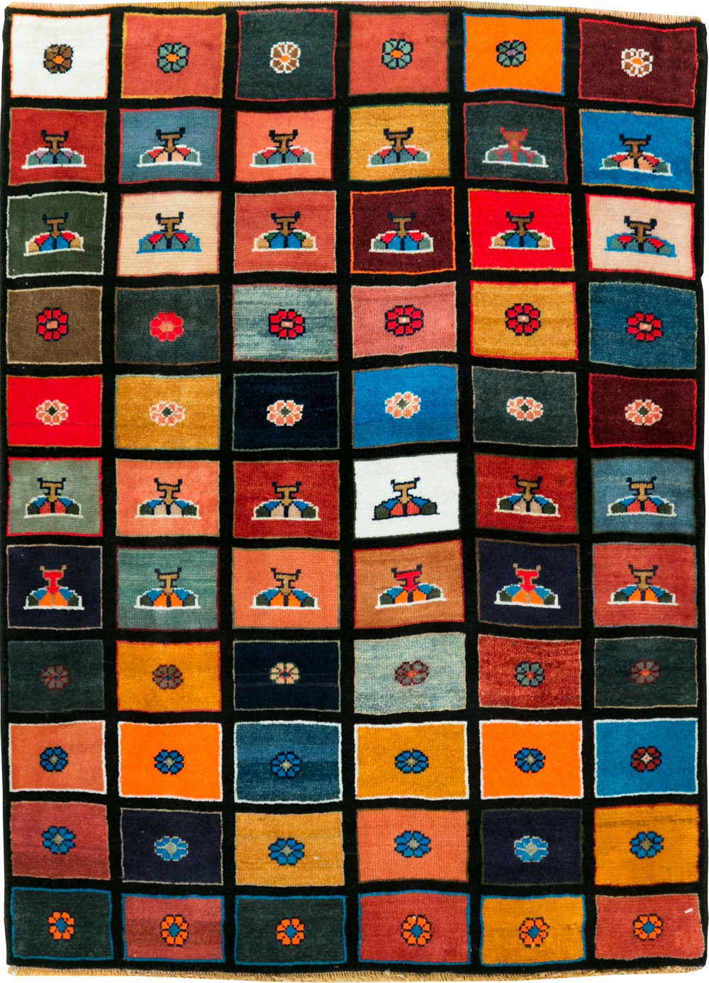 Vintage Persian Mahal Throw Rug, No.27366 - Gss