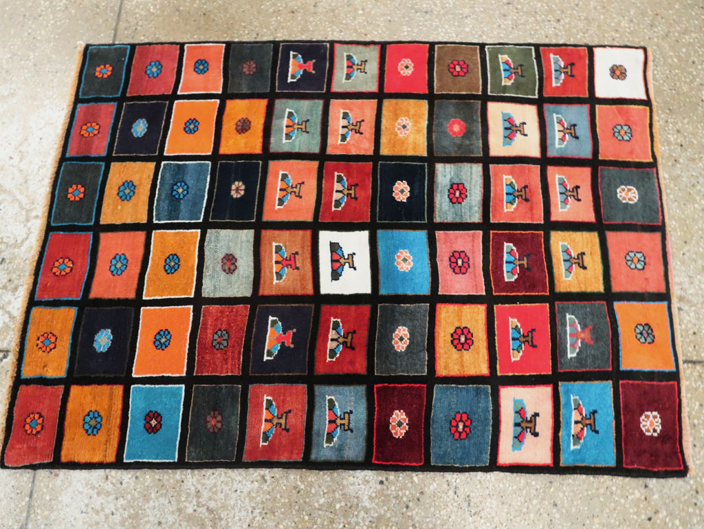 Vintage Persian Mahal Throw Rug, No.27366 - Gss