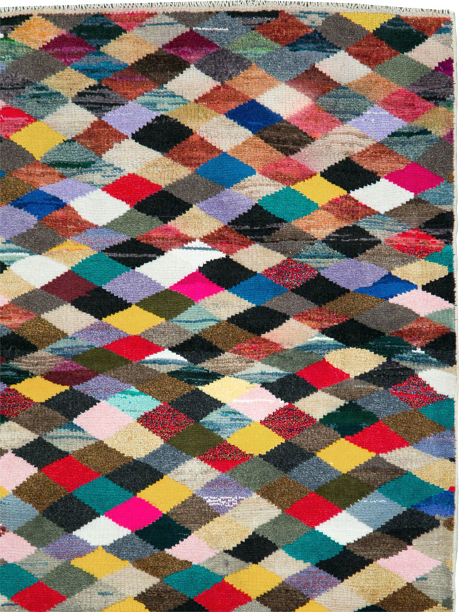 Vintage Persian Art Deco Style Shiraz Throw Rug, No.27387 - Gss