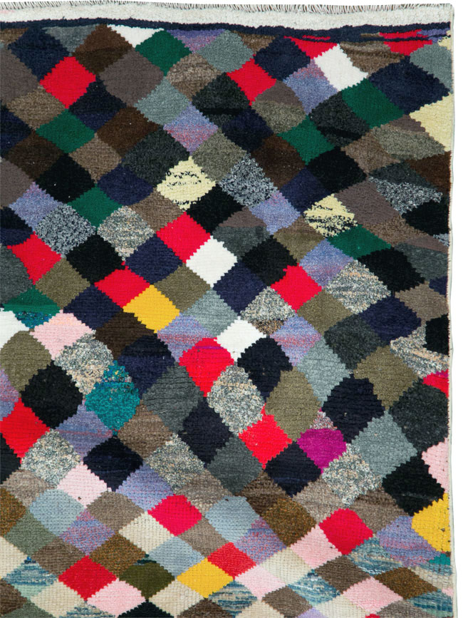 Vintage Persian Art Deco Style Shiraz Throw Rug, No.27387 - Gss