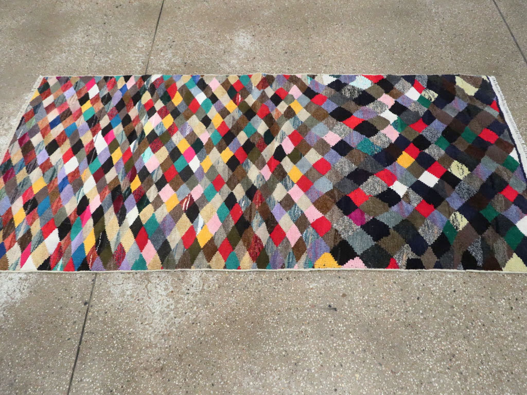 Vintage Persian Art Deco Style Shiraz Throw Rug, No.27387 - Gss