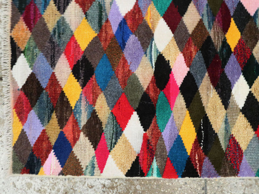 Vintage Persian Art Deco Style Shiraz Throw Rug, No.27387 - Gss