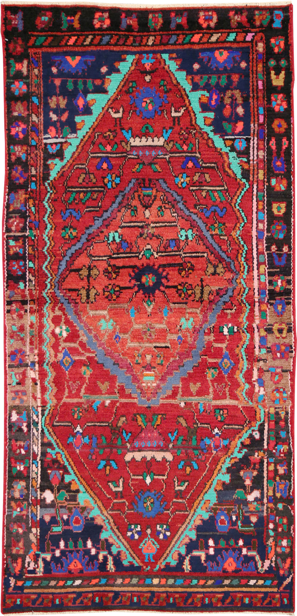 Vintage Persian Hamadan Throw Rug, No.27390 - Gss