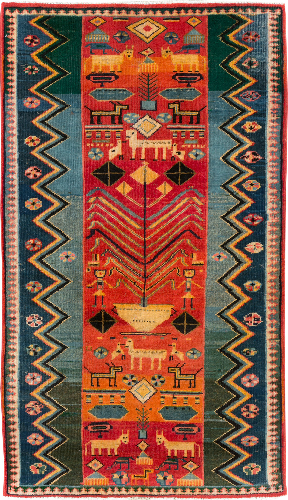 Vintage Persian Pictorial Mahal Rug, No.27431 - Gss