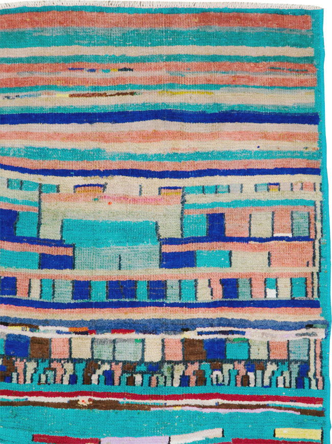 Vintage Persian Mahal Throw Rug, No.27433 - Gss