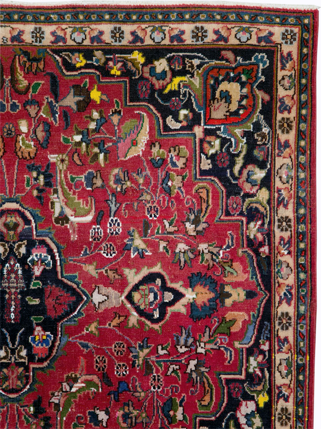 Vintage Persian Mashad Accent Rug, No.27448 - Gss
