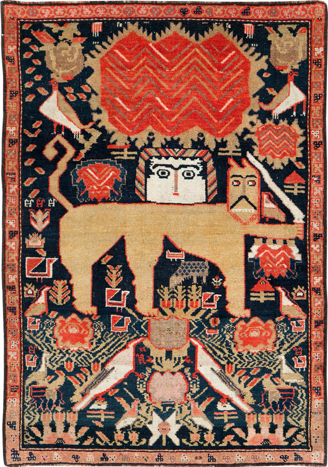 Antique Persian Kurdish Pictorial Rug, No.27469 - Gss