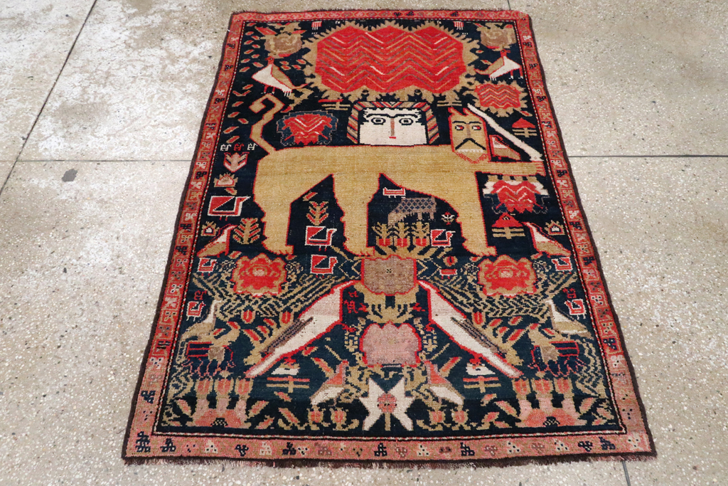 Antique Persian Kurdish Pictorial Rug, No.27469 - Gss