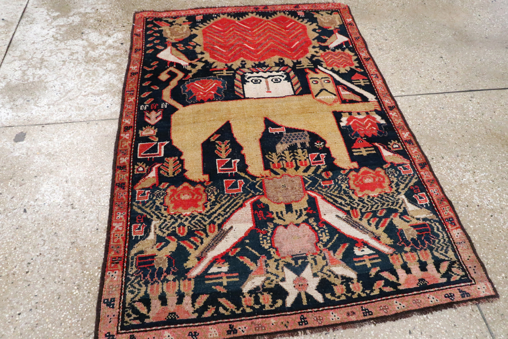 Antique Persian Kurdish Pictorial Rug, No.27469 - Gss