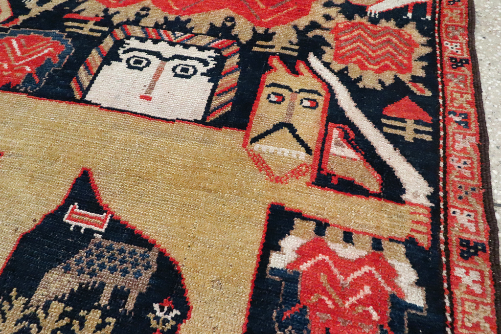 Antique Persian Kurdish Pictorial Rug, No.27469 - Gss