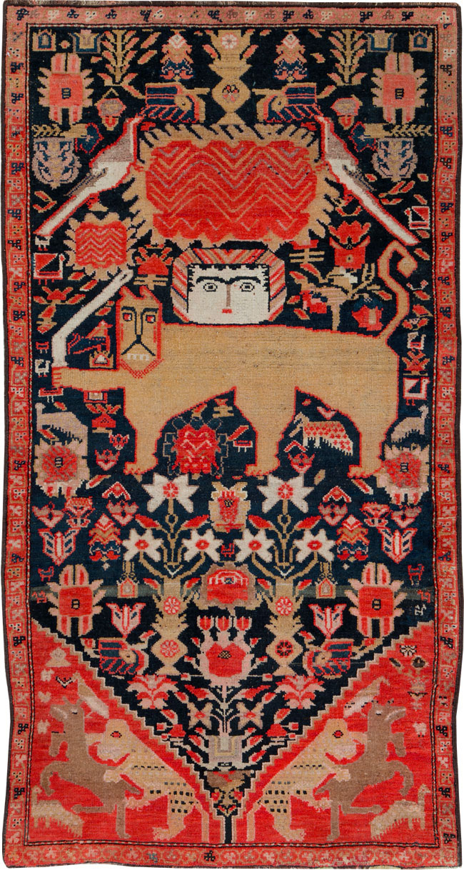 Antique Pictorial Malayer Rug, No.27470 - Gss