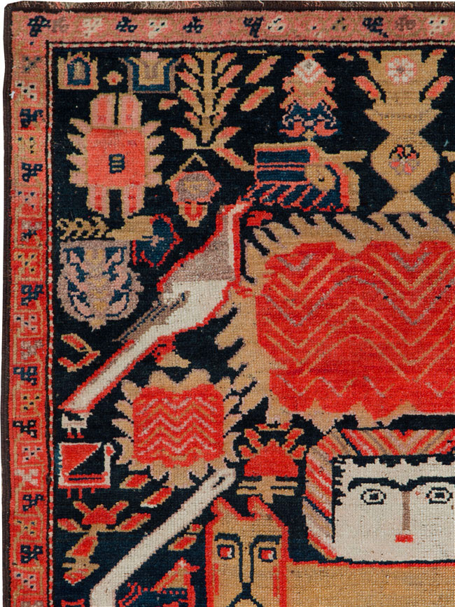 Antique Persian Kurdish Pictorial Rug, No.27470 - Gss