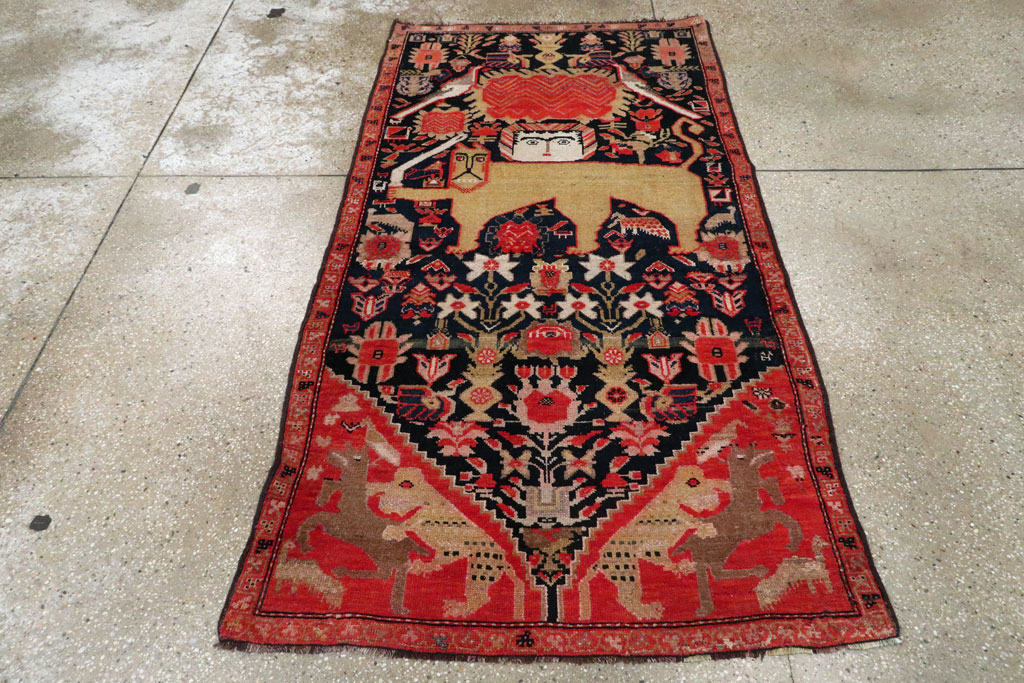 Antique Persian Kurdish Pictorial Rug, No.27470 - Gss