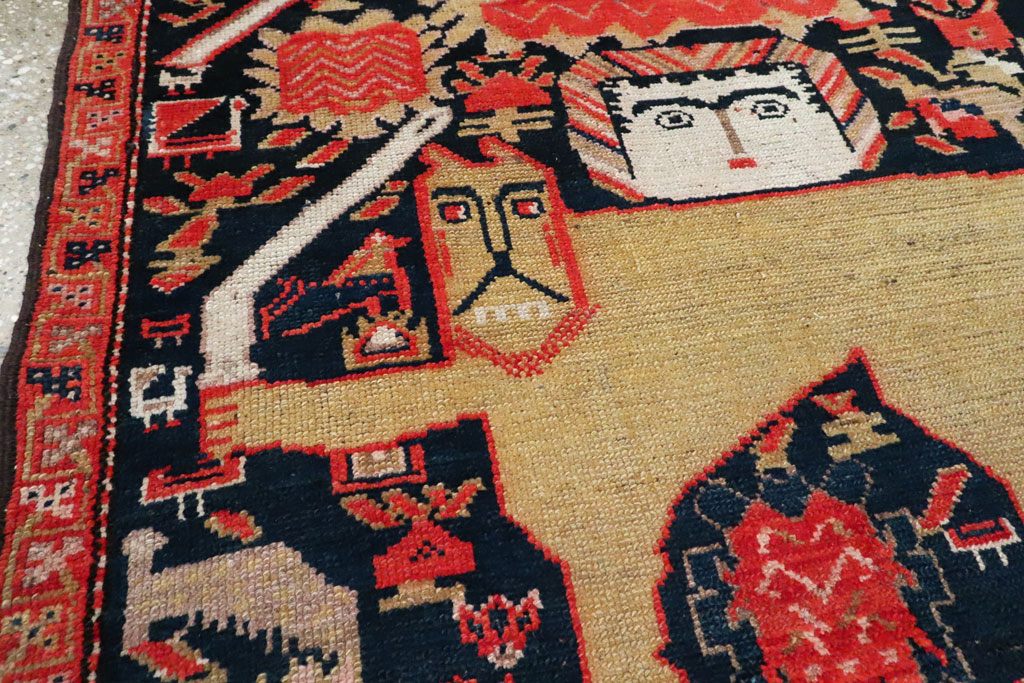 Antique Persian Kurdish Pictorial Rug, No.27470 - Gss