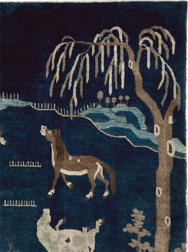 Vintage Chinese Pictorial Accent Rug, No.27477 - Gss