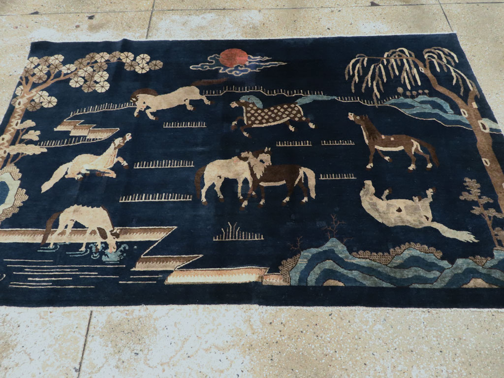 Vintage Chinese Pictorial Accent Rug, No.27477 - Gss