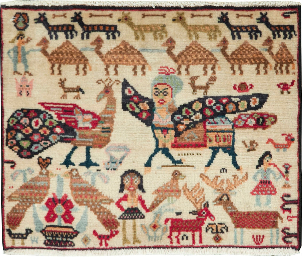 Vintage Persian Baluch Pictorial Rug (Pair: 1 of 2), No.27488 - Gss